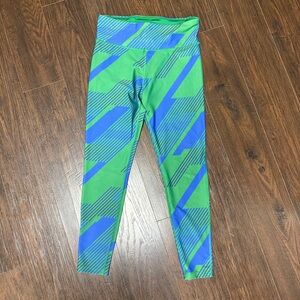 REEBOK BLUE AND GREEN SPEEDWICK LEGGINGS